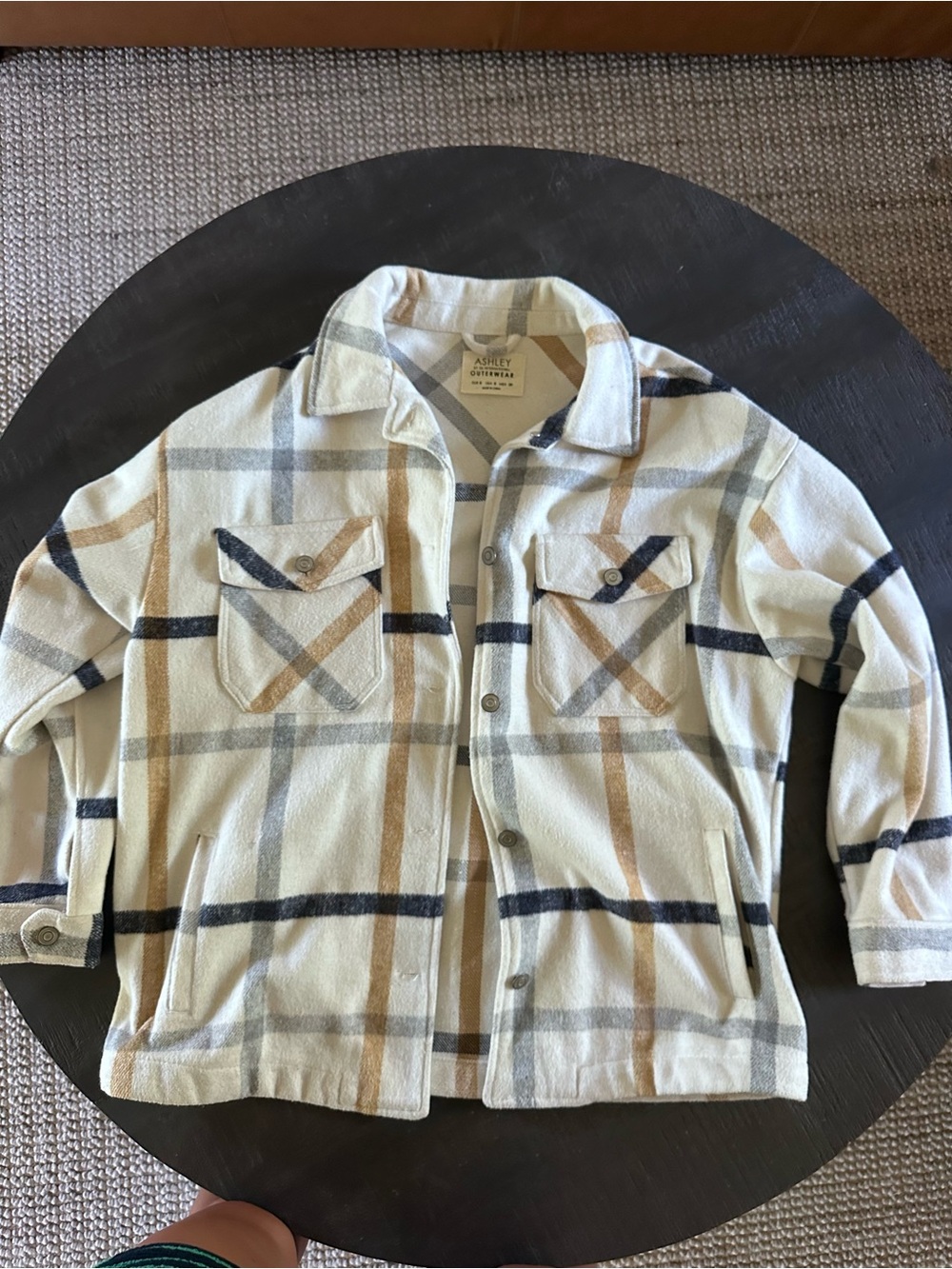 Women’s Cream Plaid Button-Up Jacket